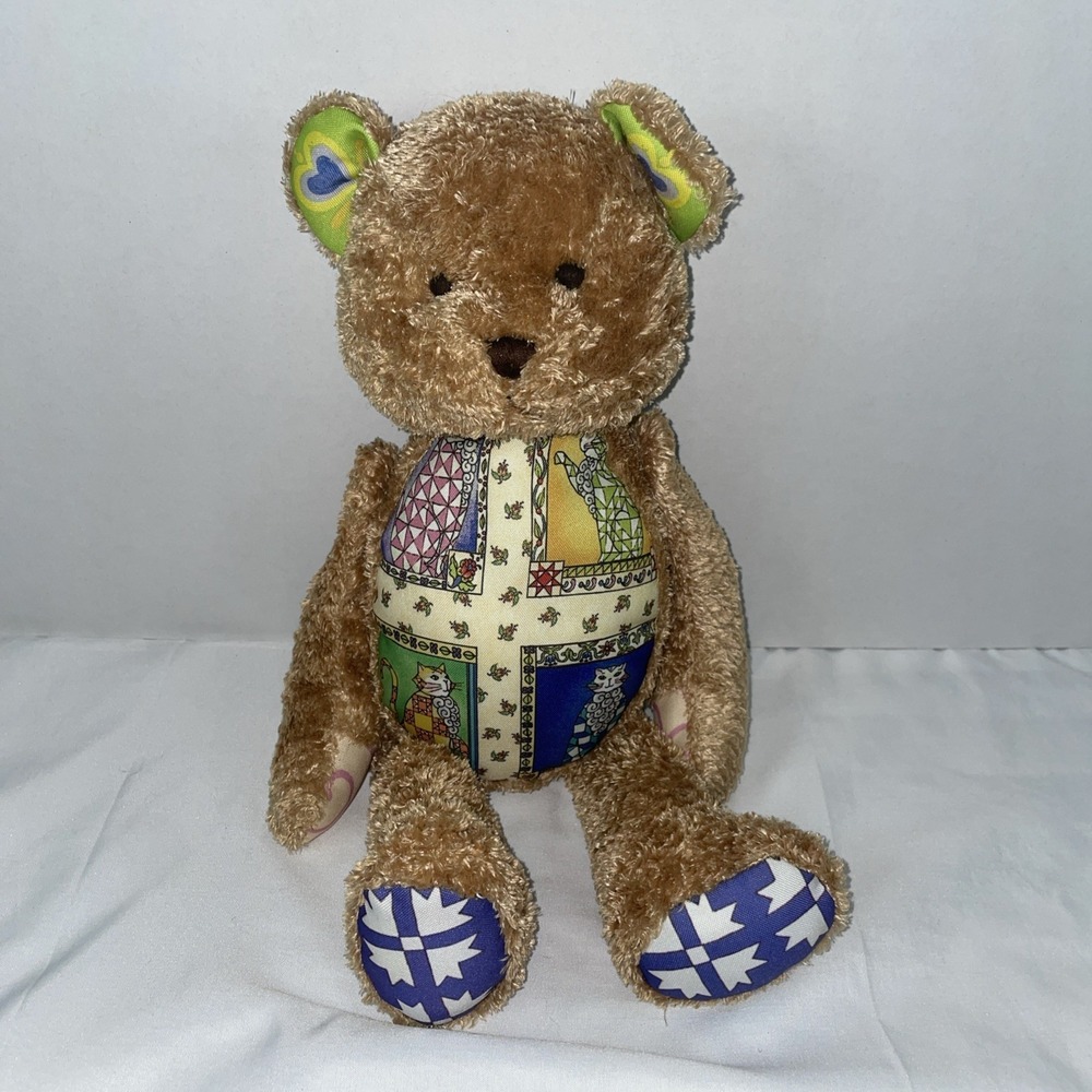 Boyds‎ Collection Jim Shore Teddy Bear Plush Quilted Patchwork Cat Folk Art Tan